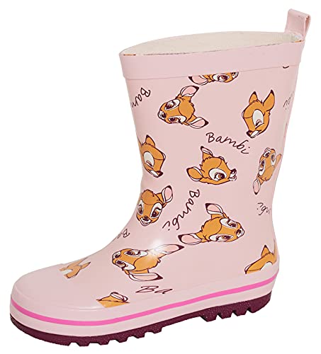 Disney Botas de agua de Bambi para niñas Botas de agua de goma Wellington para niños Rain Wellingtons Welly Zapatos, Pink, 26 EU