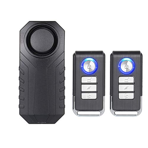 Mengshen Alarma Inalámbrica para Motocicleta, Alarma De Sensor De Seguridad Antirrobo Impermeable con Sonido Súper Alto De 113dB, Sensibilidad De 7 Niveles (2 Controles Remotos Incluidos)