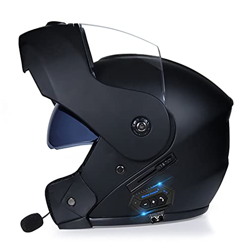 Smilfree Casco Moto Hombre Modular Casco Integral para Motocicleta Casco Bluetooth Integrado con Visera Doble Antivaho Casco Modular Certificado por Dot/ECE para Hombres Y Mujeres Cascos