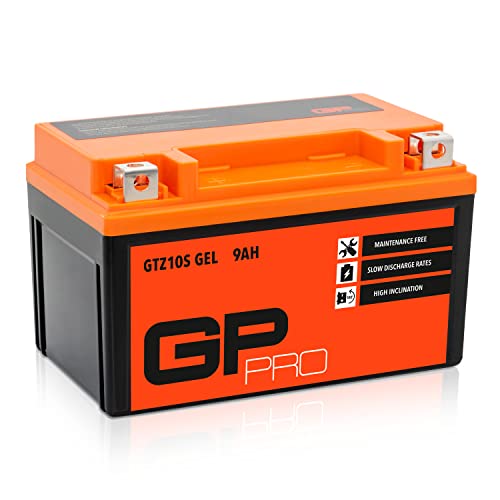 GP-PRO GTZ10S 12V 9Ah GEL Batería de arranque (compatible con YTZ10S / YTZ10-BS) (Sin necesidad de mantenimiento / Sellado) Moto Acumulador