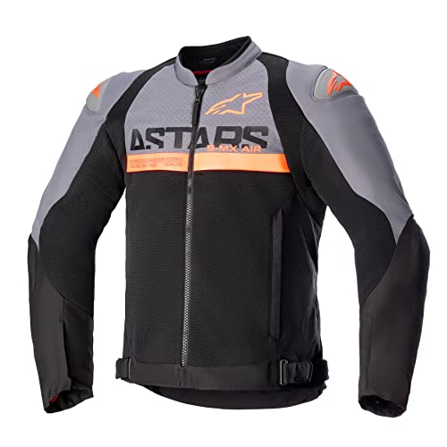 Alpinestars SMX Air Chaqueta textil de motocicleta perforada (Black/Grey/Orange,S)