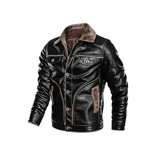 MX kingdom Chaquetas de Moto para Hombre Ropa de OtoñO e Invierno Cuello Alto de Longitud Media Cuatro Bolsillos Chaquetas de Cuero para Moto para Hombre, Boutique de MúLtiples Cremalleras Chaquetas