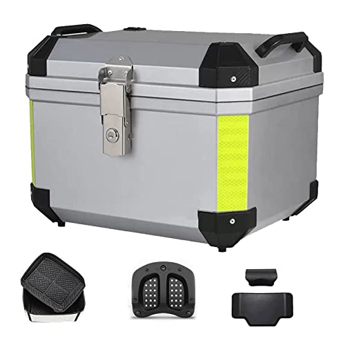 57L 45L Gran Capacidad Baúl De Moto, Caja De Moto para 2 Cascos Portacascos, 10 Kg De Carga, Maletero De Moto, Plata/Negro, Baúl Universal Moto Scooter Maleta,57L-Black