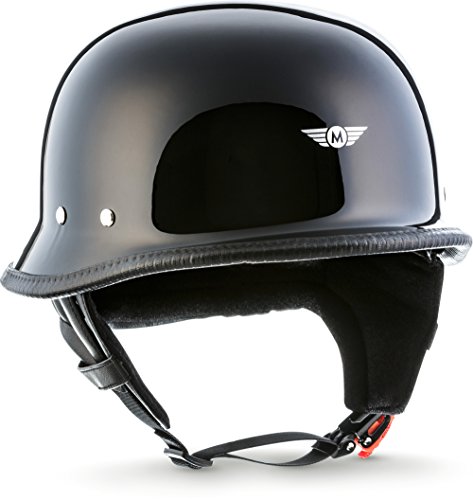 Moto Helmets D33 Casco de Moto Retro con Hebilla de Seguridad Click´n Secure TM Clip y Bolsa de Transporte, Negro, S (55-56cm)