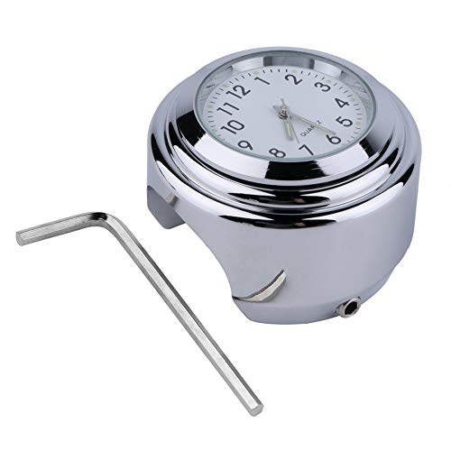 Reloj -Impermeable Moto Moto Soporte para manillar Reloj de esfera redonda Accesorio Reloj universal para montaje en manillar - Blanco