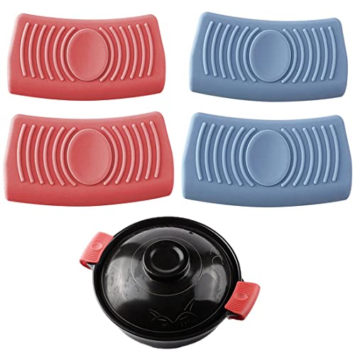 2 Pares de Fundas de Mango Caliente de Asistencia de Silicona Agarraderas Olla con Aislamiento Térmico Funda Agarre de Sartén a Prueba Quemaduras asas silicona para agarraderas olla agarres de cocina