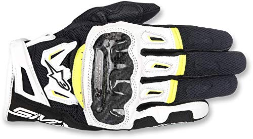 Alpinestars Guantes para Moto SMX-2 Air Carbon V2, Negro, Blanco, Amarillo Fluorescente, Talla S