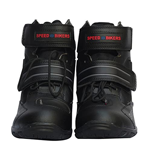 Botas de Moto para Hombre Botas de Carretera Informales para Moto Hombre Moda para Mujer Zapatillas de Deporte de Protección Calzado de Ciclismo Al Aire Libre,Black-43