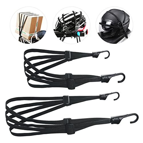 URAQT Correa de Casco 2 Piezas Ajustable Correa de Casco Correa de Casco Cuerda Moto Elastico Cuerda Elástica con Gancho Carga Equipaje Ajustable con Ganchos para Bici Motocicletas 60CM+90CM