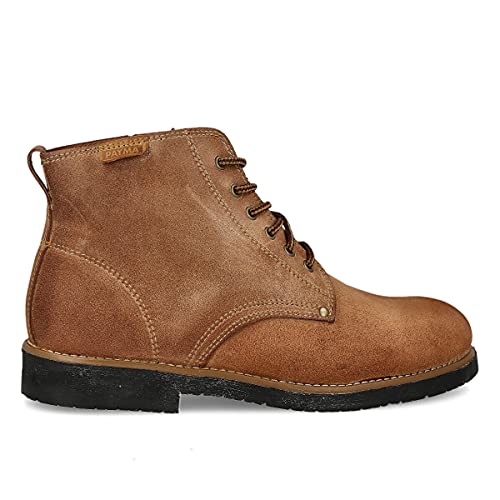 PAYMA - Botas Rústicas Hombre de Piel tipo Chukka. Zapato Botín Safari Pisamierdas de Cuero Casual Trabajo, Campo y Jardinería. Cierre Cordones. Suela de Goma. Color: Bota Cuero, Talla: EU 43