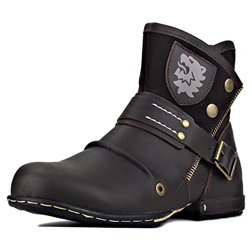 COWSDELLA Botas Hombre Moto Cuero de Moda Militares Botines Invierno Chukka Boots