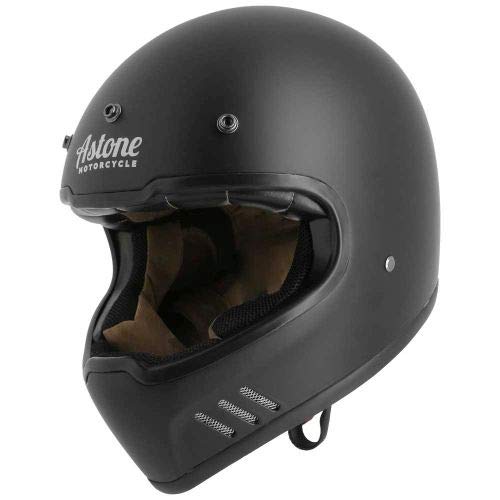 Astone Helmets - Casque intégral super rétro - Casque ultra-léger - Casque vintage homologué - Casque rétro en fibres de verre - Matt black XS