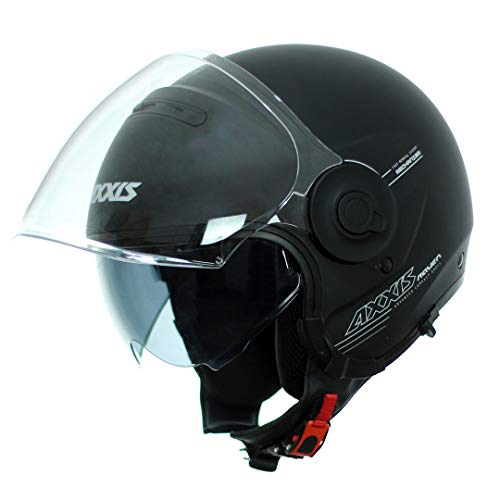 AXXIS Casco Moto Jet of 509 Raven SV Solid A1 Negro Mate Talla L con Pantalla Solar HOMOLOGADO