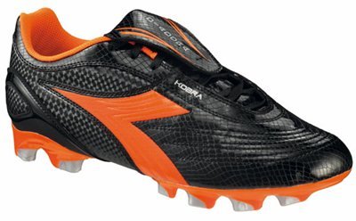 DIADORA Kobra Plus TFJR - Botas de fútbol para niño, color negro y naranja, talla 38 - 5,5