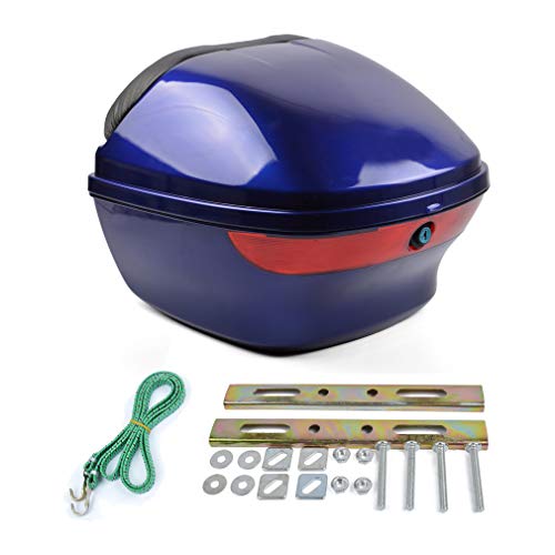 ZTGL Motocicleta Tour Tail Box, Estuche de Almacenamiento de Baúles con Respaldo Suave y 2 Llaves, Capacidad de 25L, Puede Almacenar 1 Casco,Azul