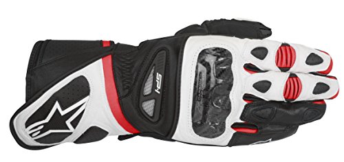 Alpinestars Guantes de Moto SP-1 15, Color Negro, Blanco y Rojo, Talla XL