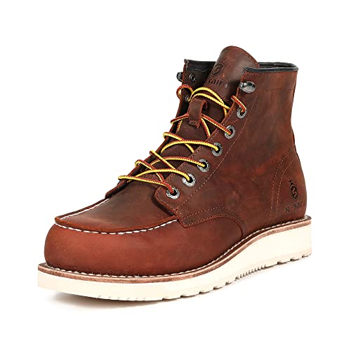 SL-Saint Botas de trabajo para hombre Soft Moc Toe Clásico Tobillo Moda Casual 6 pulgadas Zapatos de cuña Marrón (numeric_41)