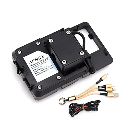 AFNCX Soporte de Navegación con Función de Carga Inalámbrica, Soporte de GPS para Motocicleta Soporte de Teléfono Móvil Compatible con R1200GS R1250GS F800GS F850GS S1000XR R1200RS(Inalámbrica)