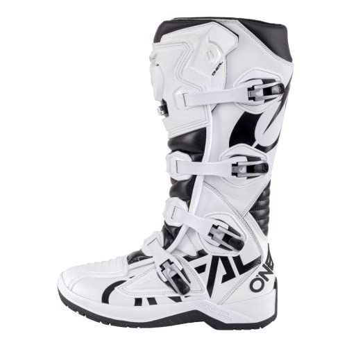 O'NEAL | Botas de Motocross | Motocicleta de Enduro | Suela antideslizante para un máximo agarre, zona del talón ergonómica, forro perforado | Bota RMX EU | Adulto | Blanco-negro | Talla 43