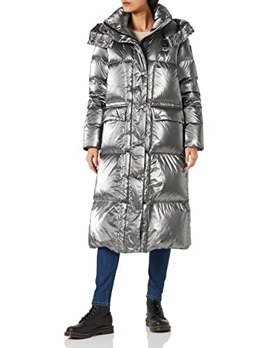 Blauer Impermeable/Trench Largo Acolchado Pluma Chamarra Alternativa, 952 Gris Hierro, XS para Mujer