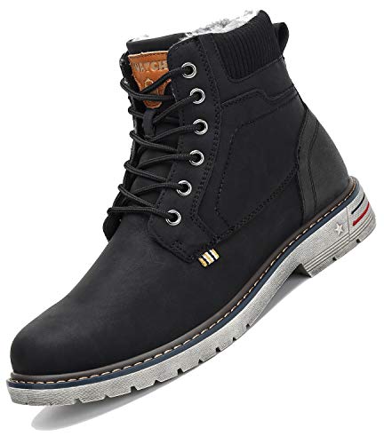 Mishansha Botas Hombre Invierno Impermeables Botines Trekking Botas de Nieve Outdoor Antideslizantes Zapatos Fur Forro Boots Negro 43 EU