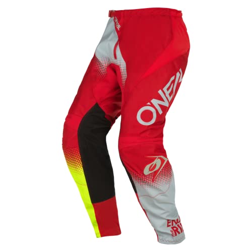 O'NEAL | Pantalones de Motocross | Enduro MX | Máxima libertad de movimiento, diseño ligero, transpirable y duradero | Pantalones Element Racewear V.22 | Adulto | Amarillo Neón Gris Rojo | Talla 34/50