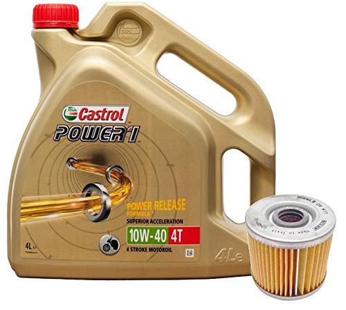 Castrol Kit Duo Power 1 Aceite de Motores 10W-40 4T 4L + Filtro Mahle OX411