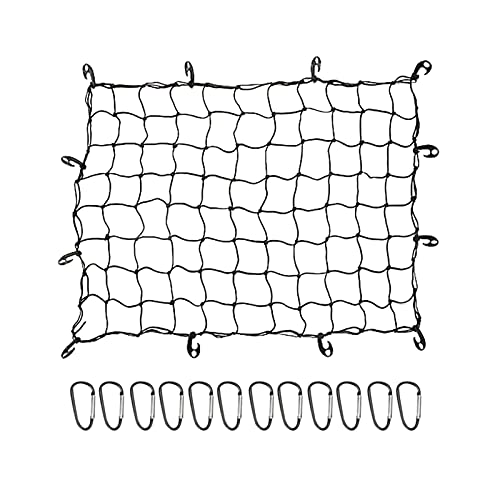 Red de carga para camiones de servicio pesado de 47 x 35 pulgadas, red elástica elástica ajustable con ganchos, portaequipajes, organizador de malla de almacenamiento de remolque