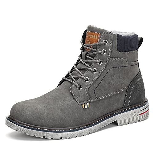 Mishansha Botas Clásicas para Hombre Waterproof Botas de Moto Gris 45