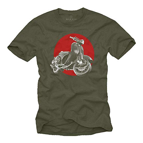 MAKAYA Vintage T-Shirt - Tuning Moto - Scooter Accesorios - Camiseta Motera Hombre Verde XL