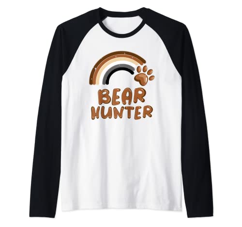 Bear Hunter - Oso Gay Orgullo Arco Iris Camiseta Manga Raglan