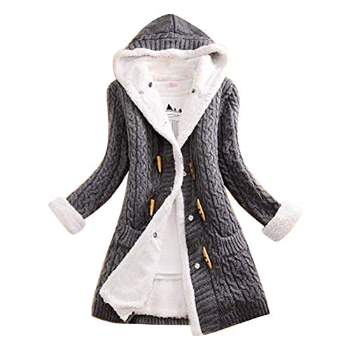 SHOBDW Abrigo de Lana Mujer Largo Suéter Invierno Mujer Vintage 2021 Moda Manga Larga con Botones de Bocina Jacket Caliente Elástico Elegante Chaqueta con Bolsillo Liquidación Venta(A,XXL)