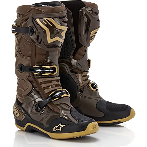 Alpinestars Tech-10 Botas – Squad LE (11) (marrón oscuro/oro canguro)