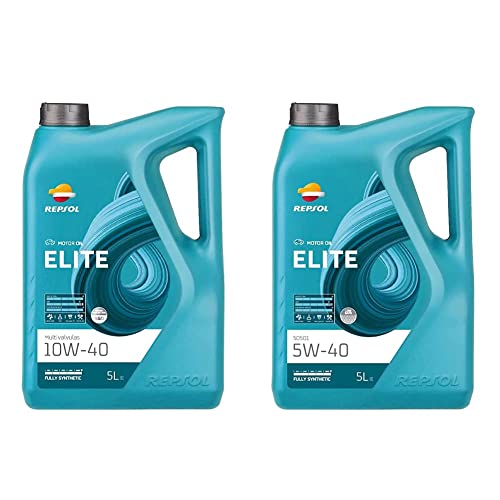 REPSOL Elite Multiválvulas 10W-40 Aceite De Motor Para Coche, 5l & ACEITE DE MOTOR ELITE 50501 TDI 5W40 5 Litros