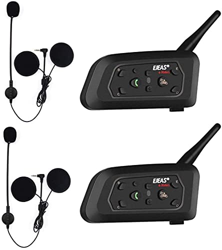 EJEAS V6 Pro BT Interphone 1200M Bluetooth Motocicleta Motocicleta Casco Intercom Auriculares con Interfono Duplex Control Avanzado de Ruido para hasta 6 Riders (2 Pieza)