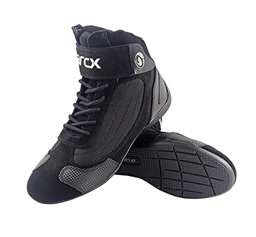 Sebasty Botas de Moto,Botas de Moto para Hombre y Mujer,Botines Casuales de Motociclista,Anti-Piel de Vaca,Cuero de PU,Zapatos de Moto de Goma,45