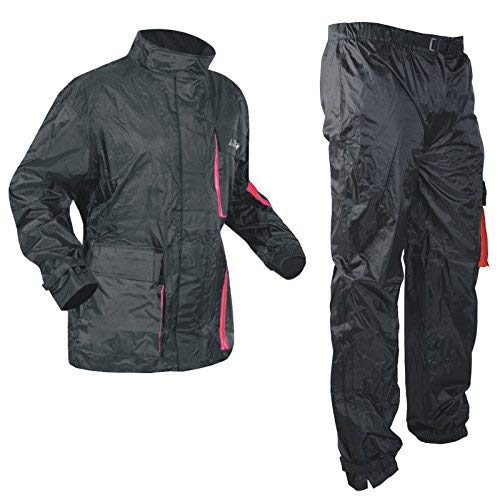 2 Piezas impermeable anti lluvia Traje Chaqueta Pantalones Moto Negro XS