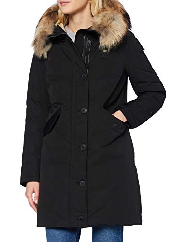 Blauer Impermeable/Trench Largo Acolchado Pluma Parka, 999 Negro, XL para Mujer