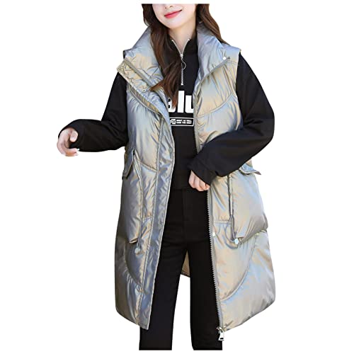 Dasongff Chaleco Sin Mangas Mujer Otoño Largo - Chaqueta Sin Mangas Mujer Negro Abrigo Caliente Mujer Chic Chaqueta Moto Gran Talla Chaqueta Invierno Mujeres Cálidas Capes, 1 azul., XL