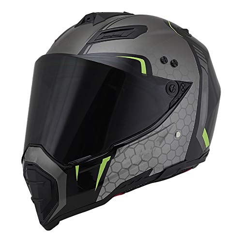 DYOYO Casco Moto Integral Casco de Motocicleta Casco de Personalizado Casco para Tres Propósitos Visera Forro Desmontables Hebilla Seguridad Certificación ECE para Adultos（55-64cm）