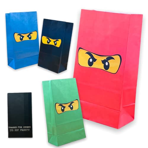 PIXEL Products NINJA bolsas de papel para fiestas (12 piezas) – perfectas para rellenos de bolsas de fiesta, regalos, botín, suministros