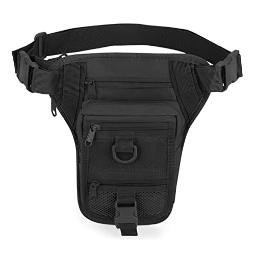 Huntvp Bolsa de Pierna Táctical Bolsa de Lona Militar Riñonera Bicicleta Motocicleta MOLLE para Hombres Mujeres Caza Correr Ciclismo Senderismo, Tipo 7 -Negro