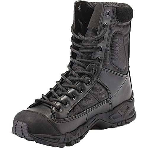 KEHTUNAHT Botas Militares Hombre Botas Tacticas Transpirable Zapatos Senderismo Antideslizante de Cordones Bota para Moto Militar Policiales Combate Patrullas Trabajo Seguridad,Black-37EU