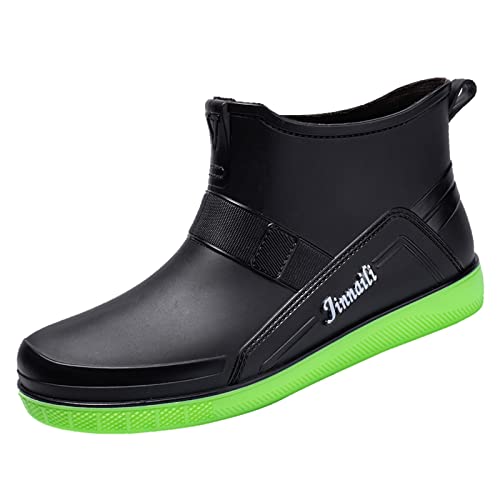 Zapatos compatible with Moto Botas de lluvia de suela gruesa a la para hombre, zapatos impermeables antideslizantes de tubo corto, botas de trabajo de cocina, botas de Zapatos De Invierno (Green, 42)