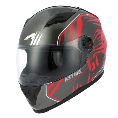 Astone Helmets - Casque intégral GT2 Graphic Predator - Casque idéal milieu urbain - Casque intégral en polycarbonate - Black/red M