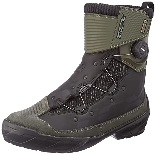 TCX Infinity 3 Mid WP, Motorcycle Boot Hombre, Black Military Green, 43 EU