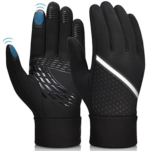 OOPOR Guantes Invierno Ciclismo Hombre Mujer - Guantes Termicos para Frio con Reflectante Moto Ciclismo Running Bici MTB para movil Tactiles Regalos Originales Amigo Navidad Adolescentes Madres Padre