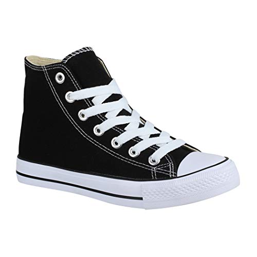 Elara Zapatillas de Deporte Unisex Zapatos Deportivos High Top Chunkyrayan Negro 85-109-A-Schwarz-36