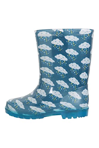 Mountain Warehouse Botas de Agua Splash Junior con Luces parpadeantes para niños - Duraderas, de Limpieza fácil - La Suela se Ilumina - Botas de Agua Ideales Azul Claro 28