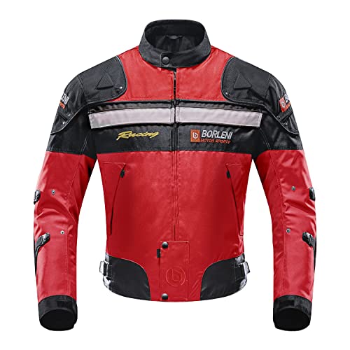 BORLENI Chaqueta de Moto a Prueba de Viento Motocicleta Armadura de Equipo de protección otoño Invierno Verano para Hombre de Toda estaciòn XXL